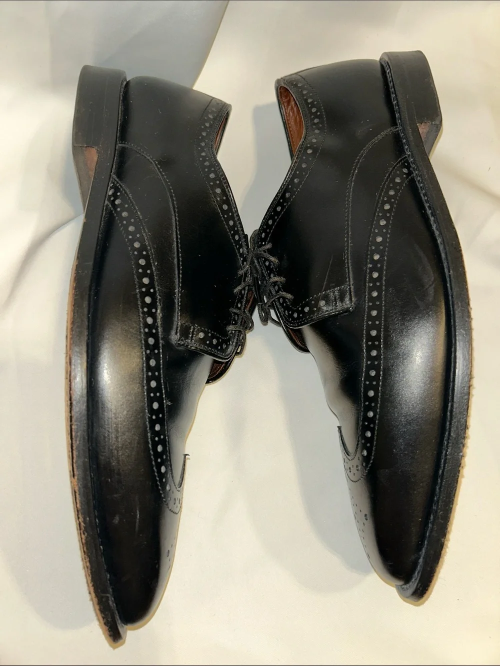 Allen Edmonds Bel Air Baroque Sleek Black Leather Wingtip Formal Dress Shoes 10
